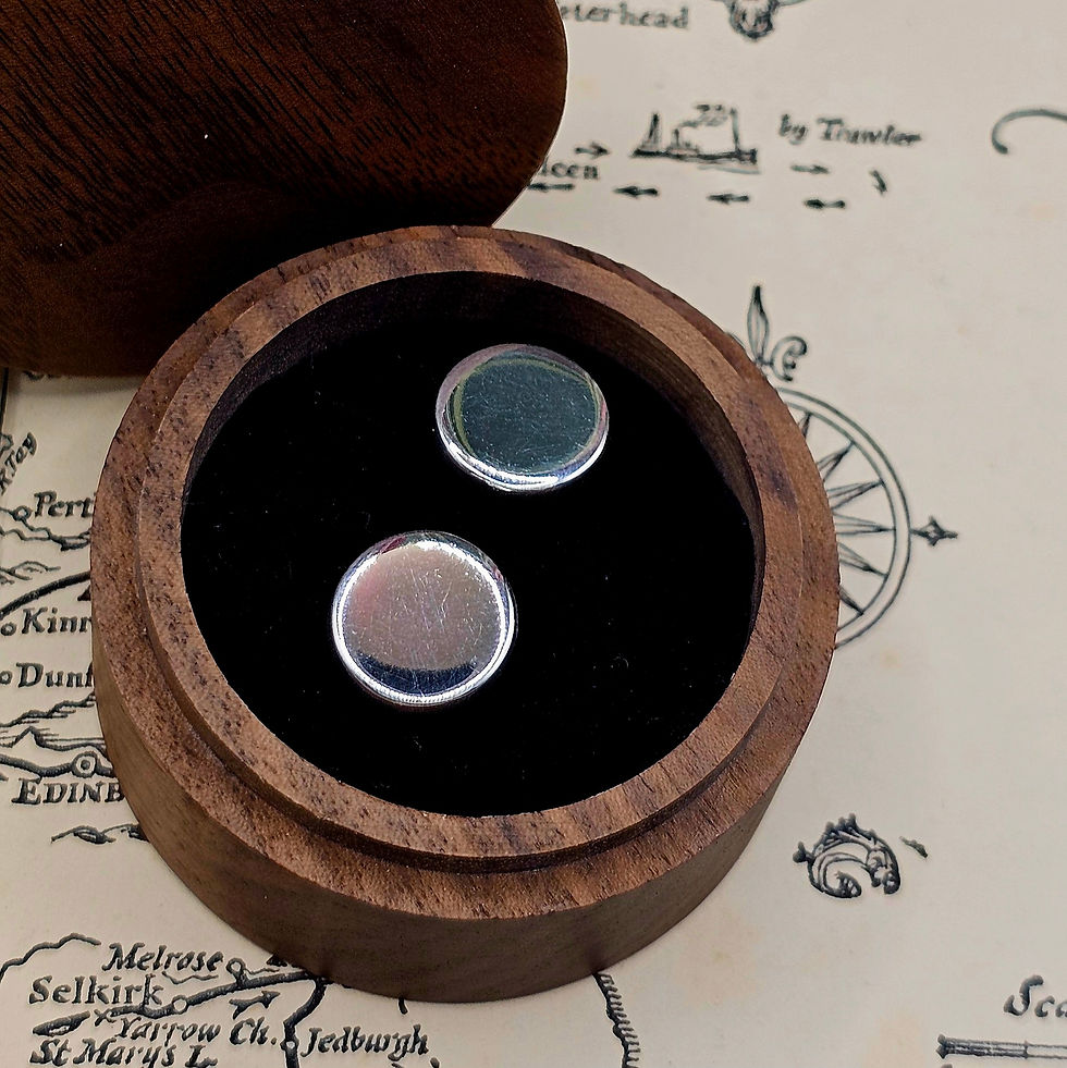 Thumbnail: Round Sterling Silver Cufflinks - Personalised Engraved