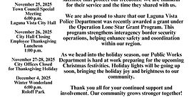 Laguna Vista Newsletter 11/15/2025