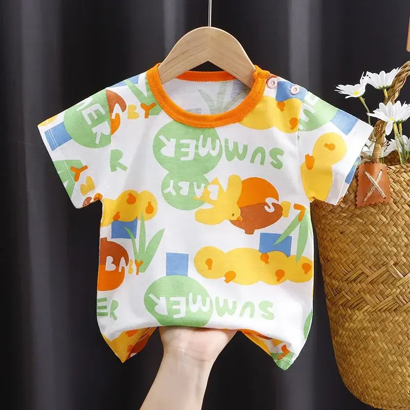 Miniature : 2026 Baby Tops T-Shirt 100% Cotton Bear Kids Boy and Girls Tee Korean Junior