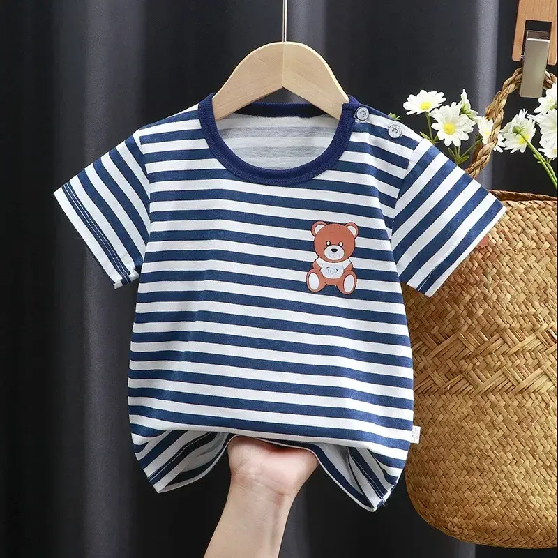 Miniature : 2026 Baby Tops T-Shirt 100% Cotton Bear Kids Boy and Girls Tee Korean Junior