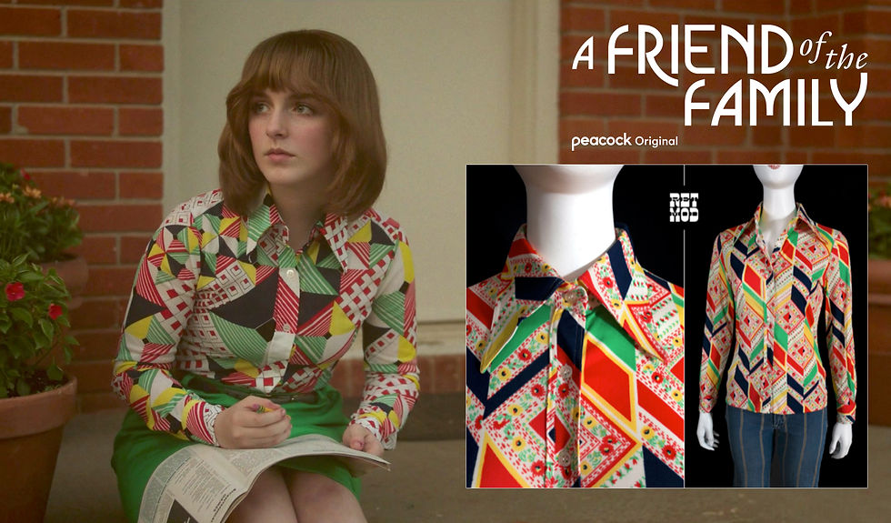 70s Colorful Graphic Blouse on Mckenna Grace