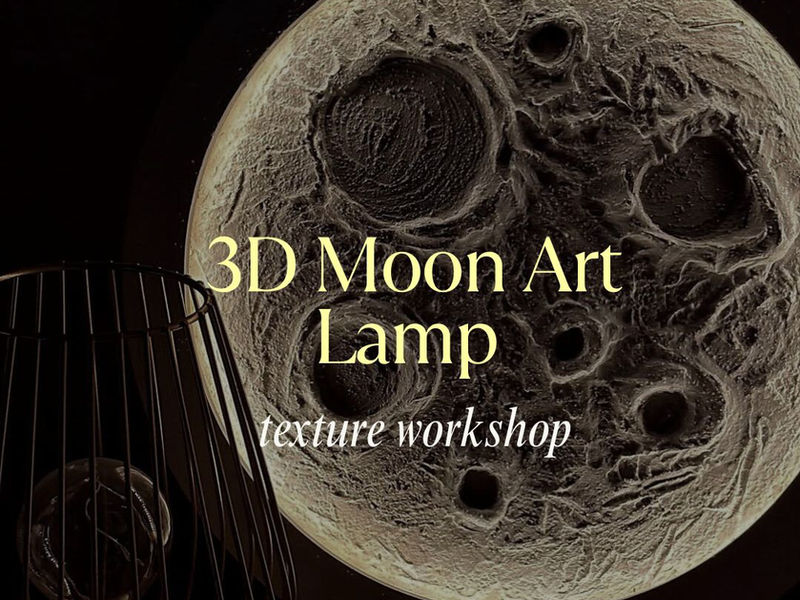 A sculpted 3D moon lamp glowing in the dark