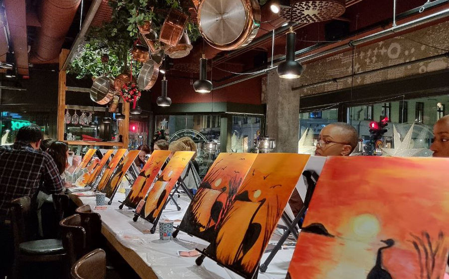 Painting at a partner restaurant