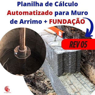 PLANILHA CÁLCULO MURO DE ARRIMO + FUNDAÇÃO