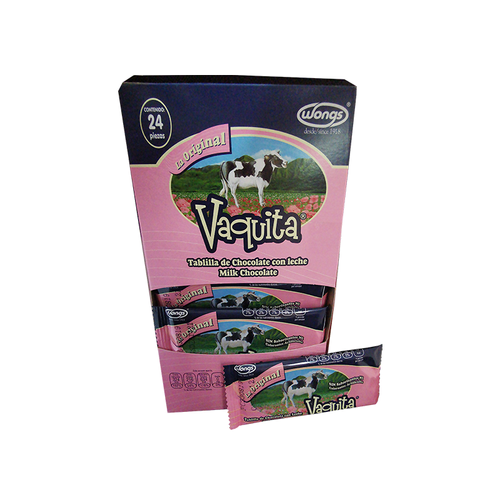 Tablilla de Chocolate Vaquita Wongs 24 Pzas Candy Rico