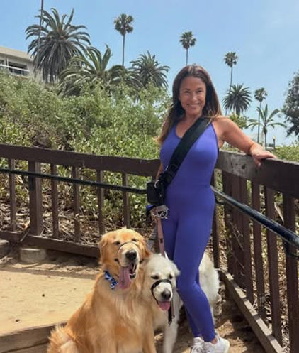 Marina with dogs on montana steps