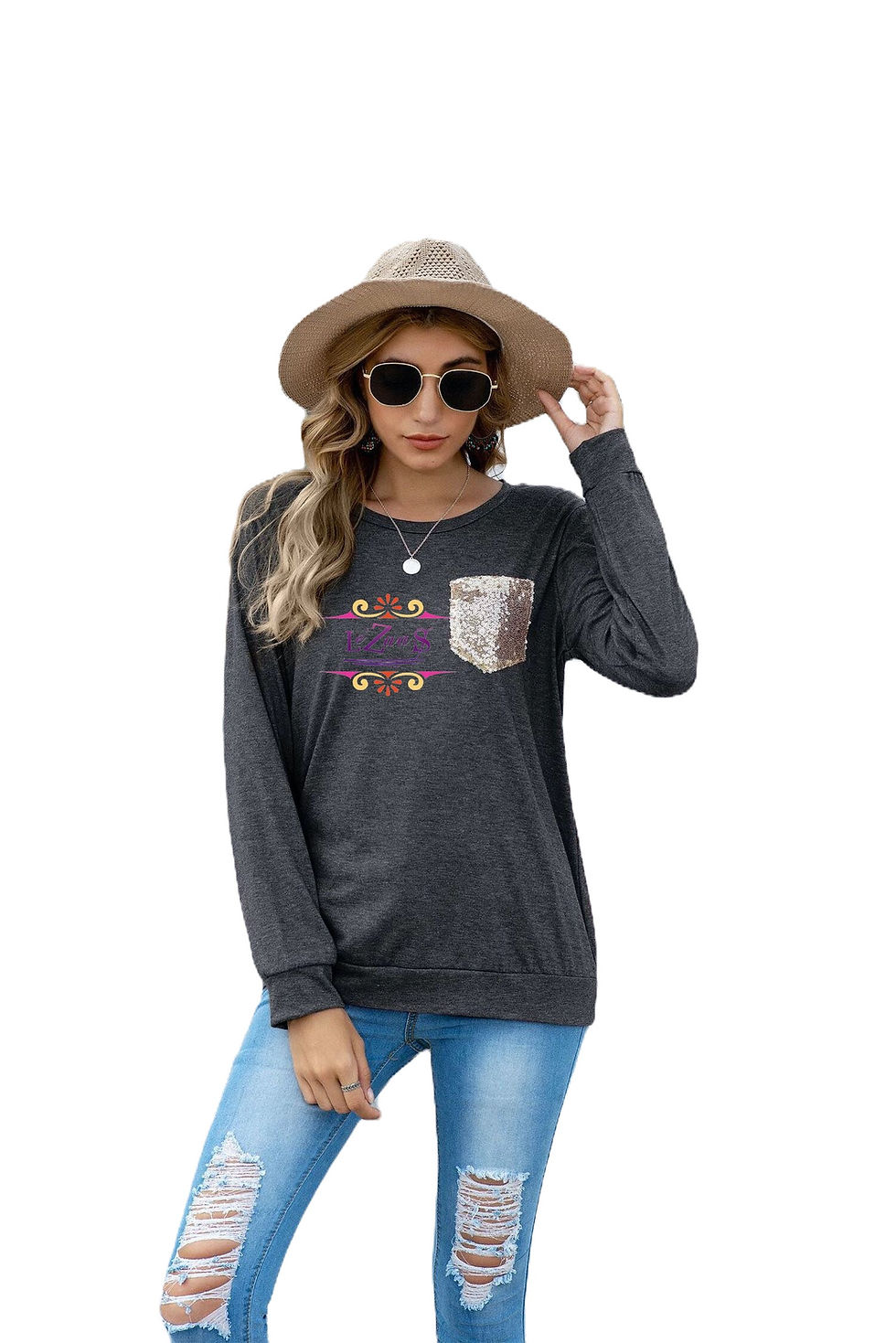 Le'ZaaS Long Sleeve shirt Sequin pocket