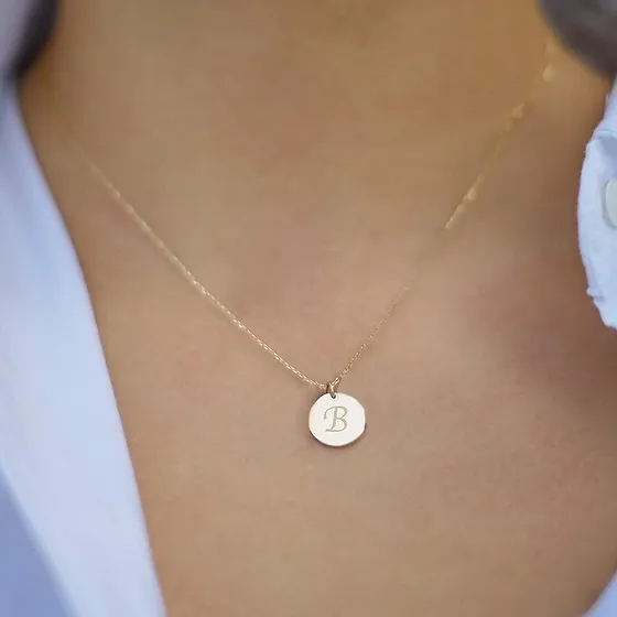 Engraved Letter Disc Necklace