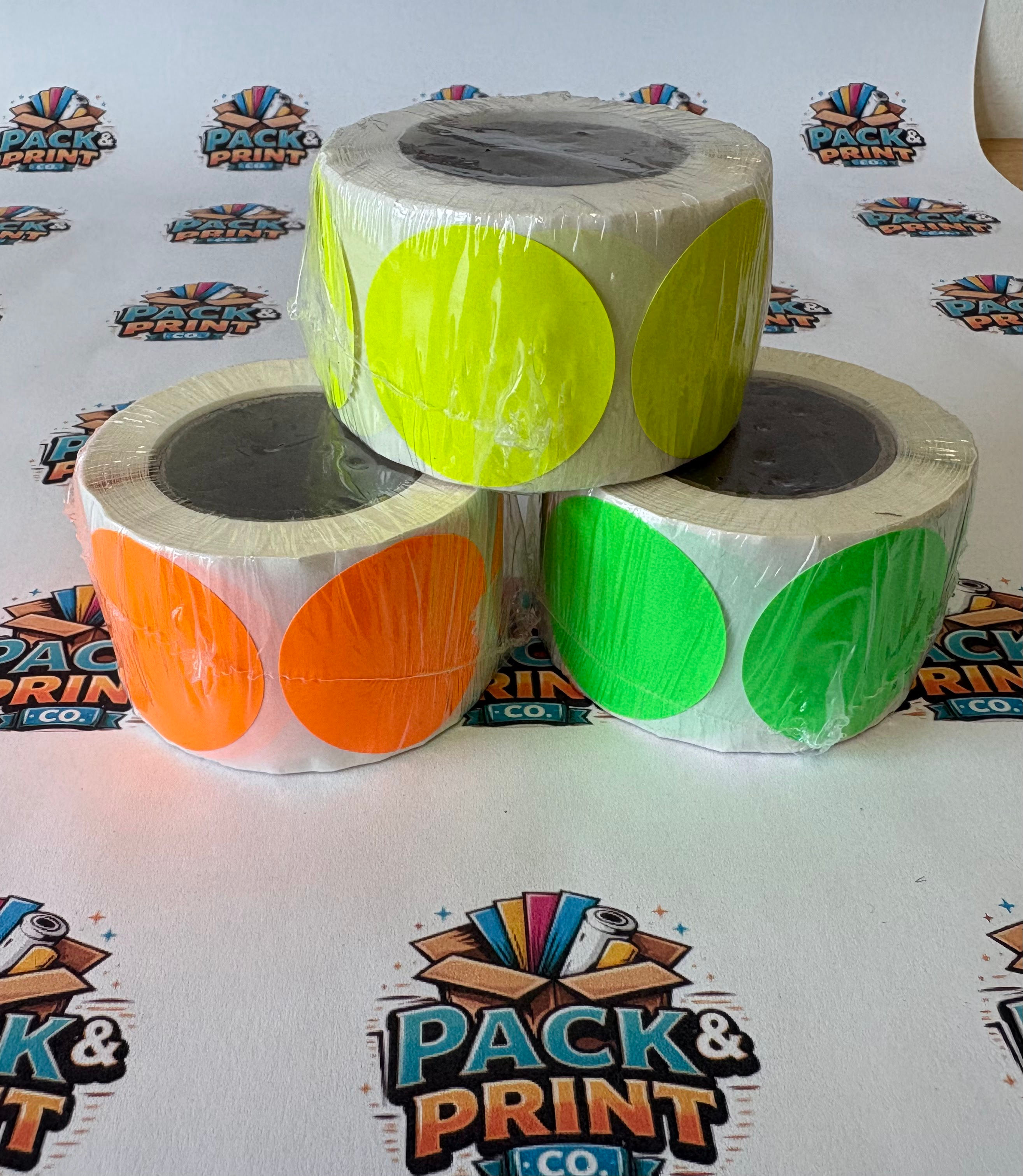 Fluorescent roll round stickers - 40 mm