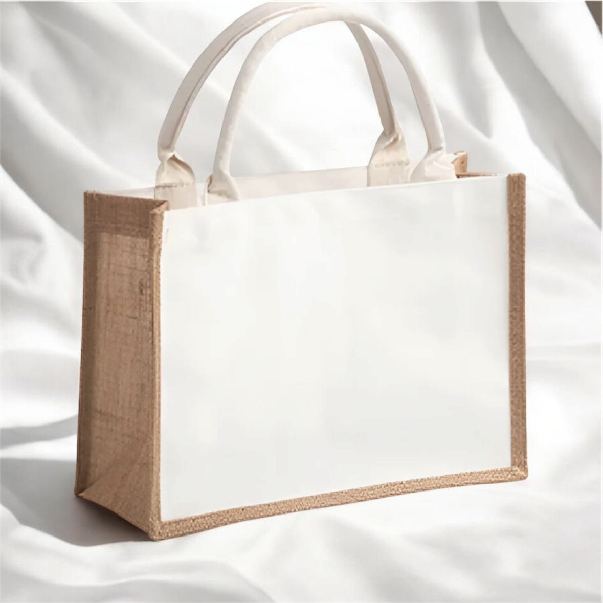 DTF printable linen shopping bag with bleached canvas