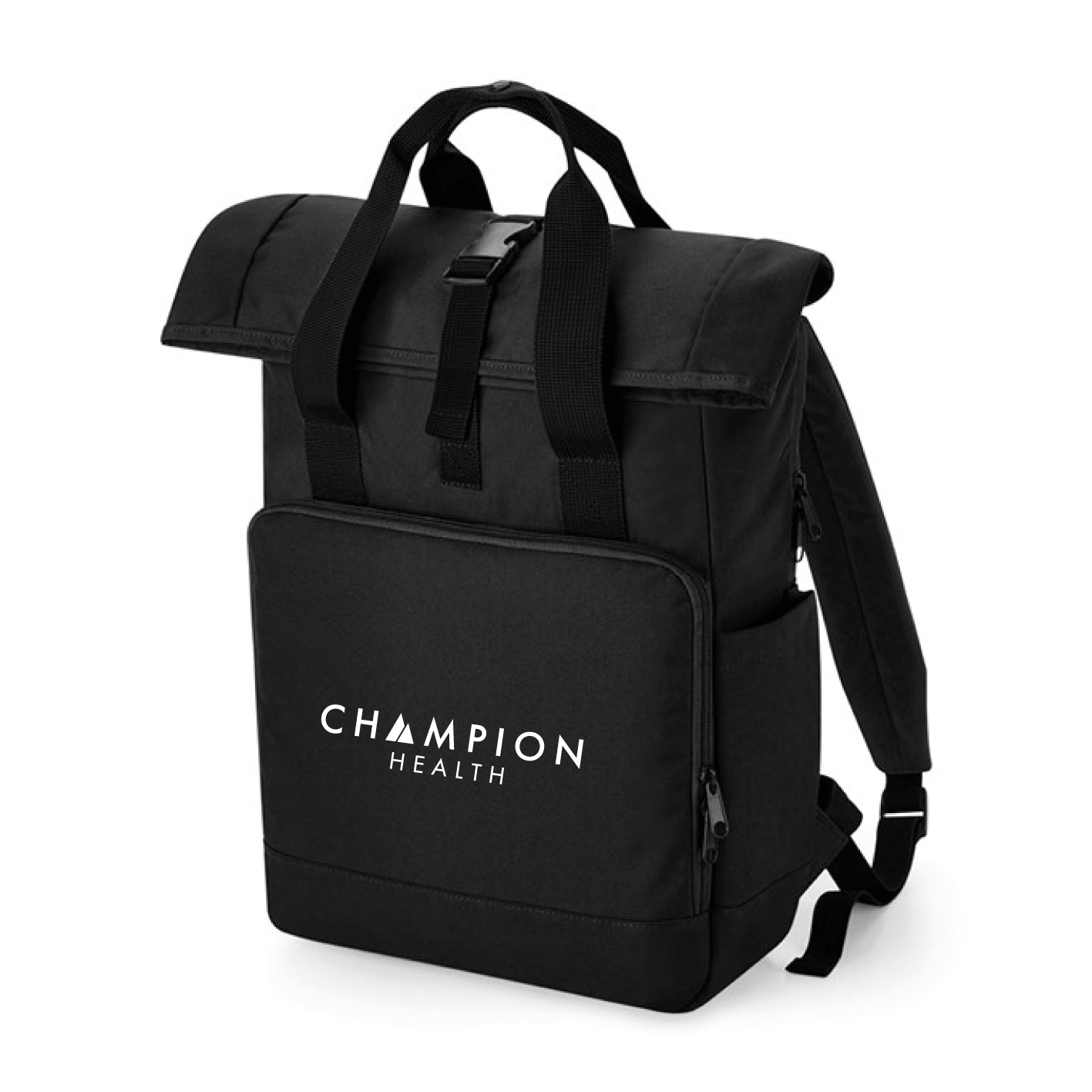 Champion Health Black Twin Handle Roll-Top Laptop Backpack