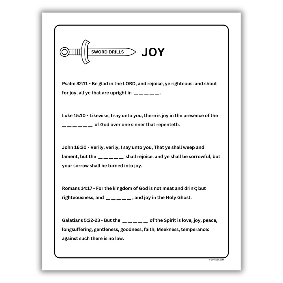 Printable Sword Drill: Joy