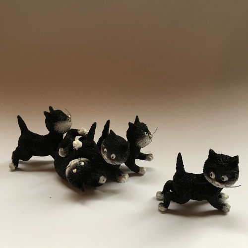 De katten van Dubout  "Follow me" zwart wit volg mij