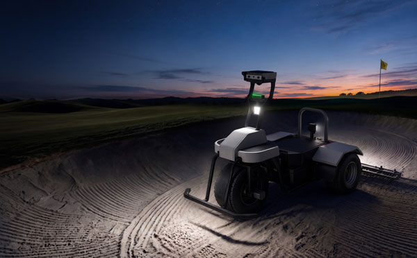 WayRake autonomous bunker rake robot concept for golf course maintenance