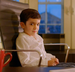 Simon Cowell's son Eric in his Syco office