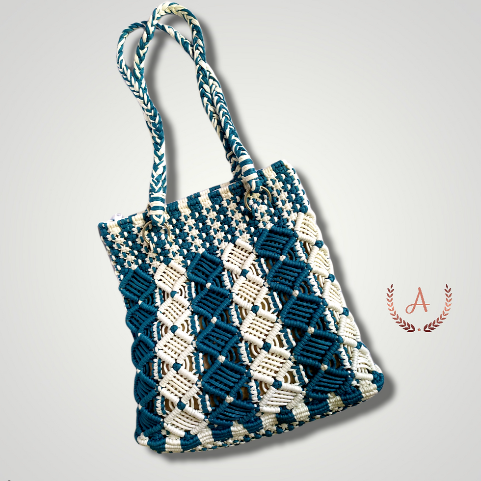Thumbnail: Adyah Women's Handmade Macrame Shoulder Bag-Checked