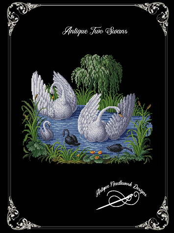 Antique Two Swans