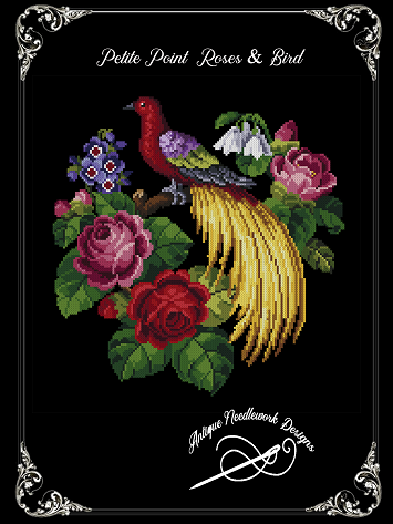 Petite Point  Roses & Bird