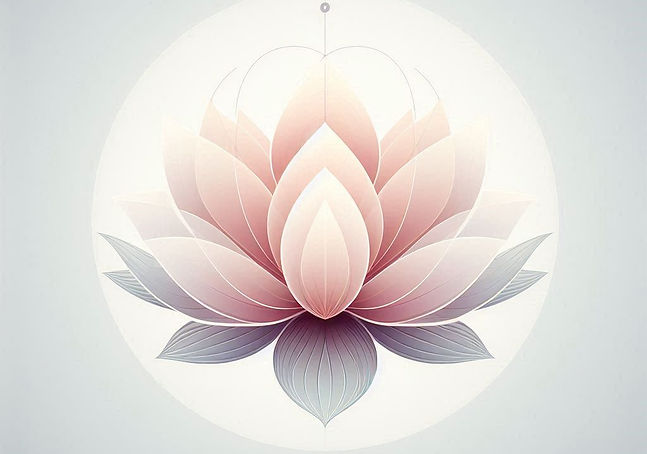 A lotus with a blend of vector art and abstract geometric design, incorporating softer lin