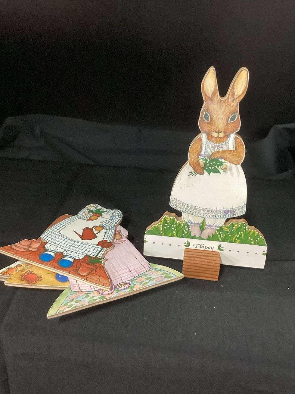Thumbnail: Beatrix Potter Wood Floppy W/8 Interchangeable Outfits Stand VTG