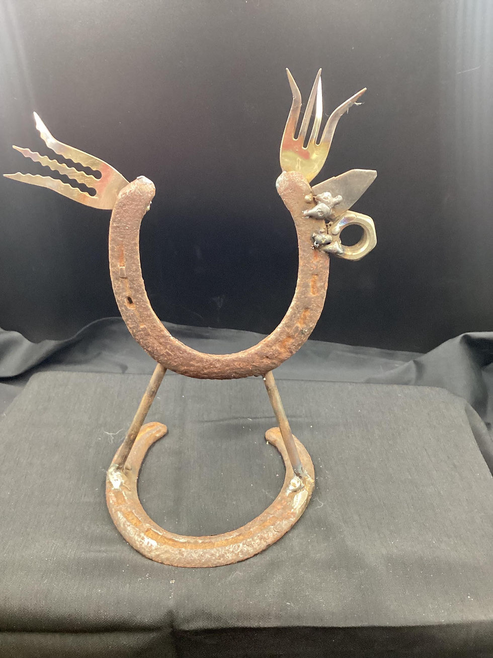Thumbnail: Rooster Horseshoe Art Upcycled Materials Handmade 9 1/2” tall Handmade