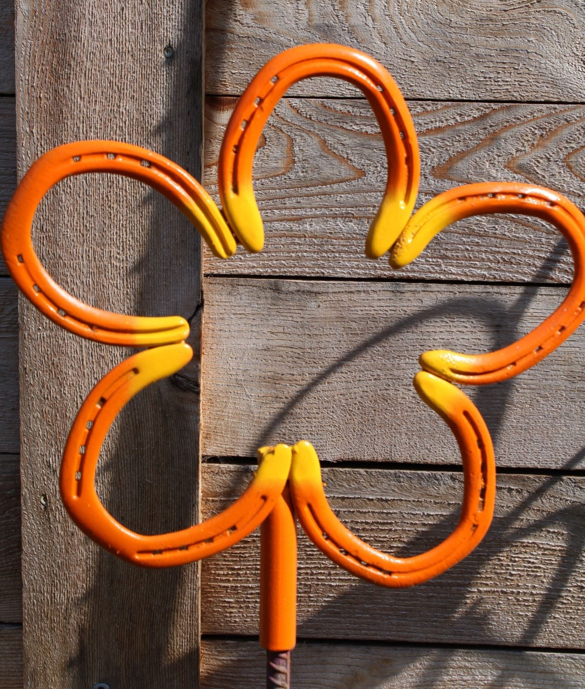 Yard Art Horseshoe Flower Orange Yellow Fits 1/2" Rod 2023