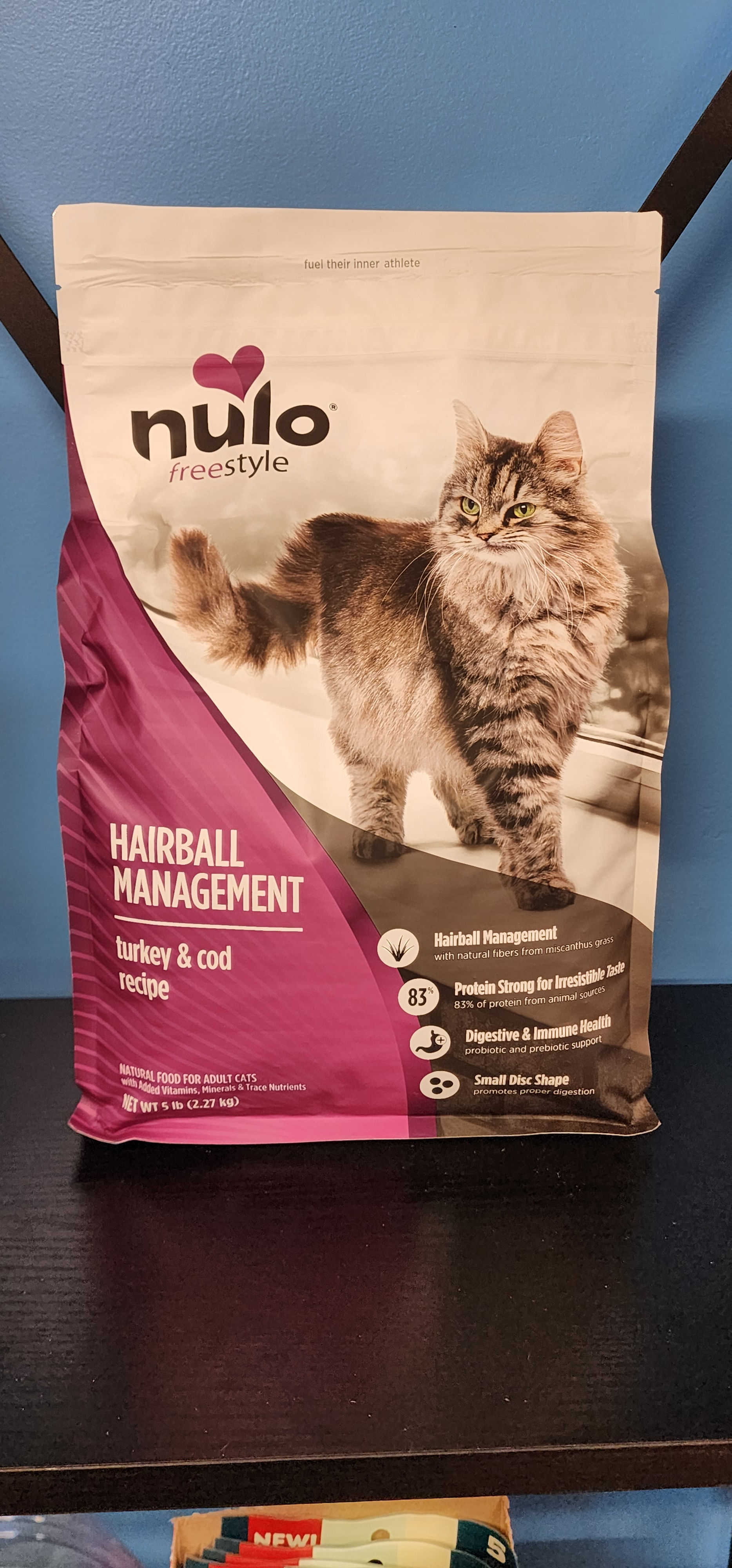 Nulo Freestyle Hairball Management Turkey and Cod Dry Cat Food Bag | Front Side
