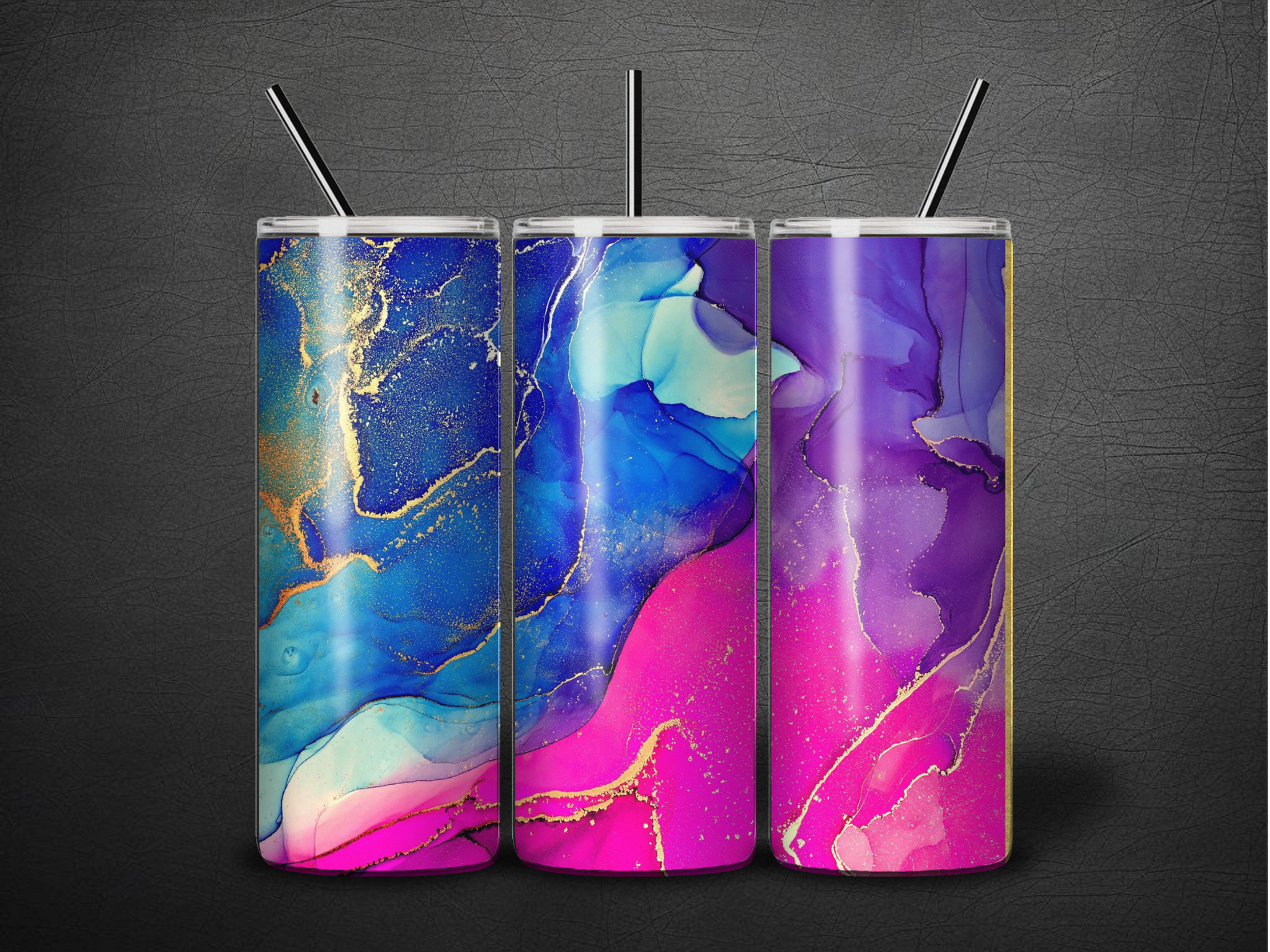 Tumbler- Hot Pink and Blue Marble (20 oz)