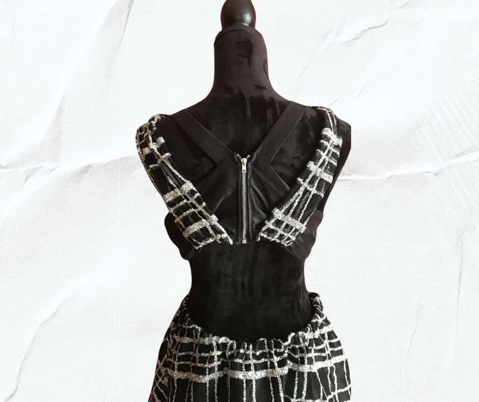 Thumbnail: Black and White Glitter Dress (Size Large)