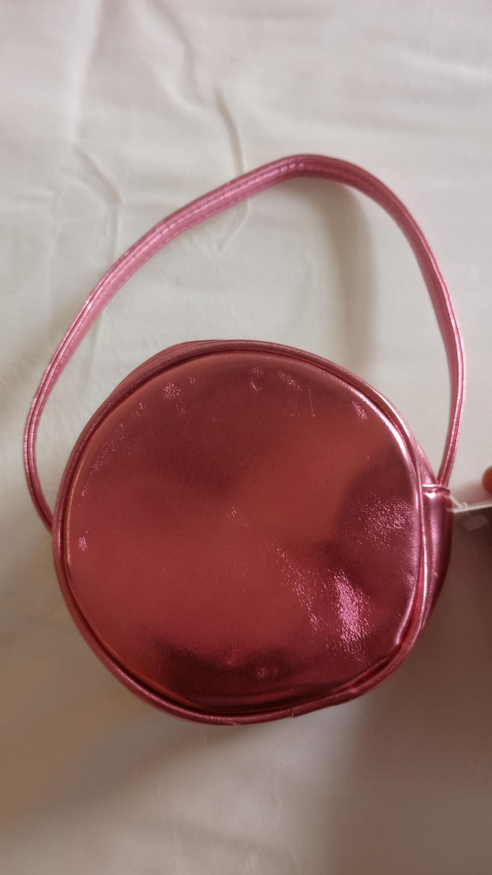 Thumbnail: VINTAGE Small Pink Circle Rose Fashion Purse with Strap