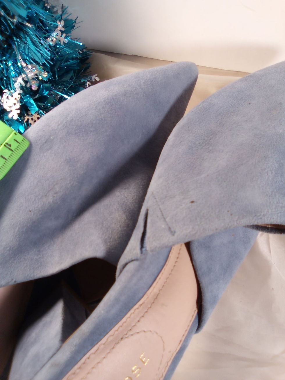 Thumbnail: TARYN ROSE LIGHT BLUE SUEDE LEATHER MULE ( Size 9M)