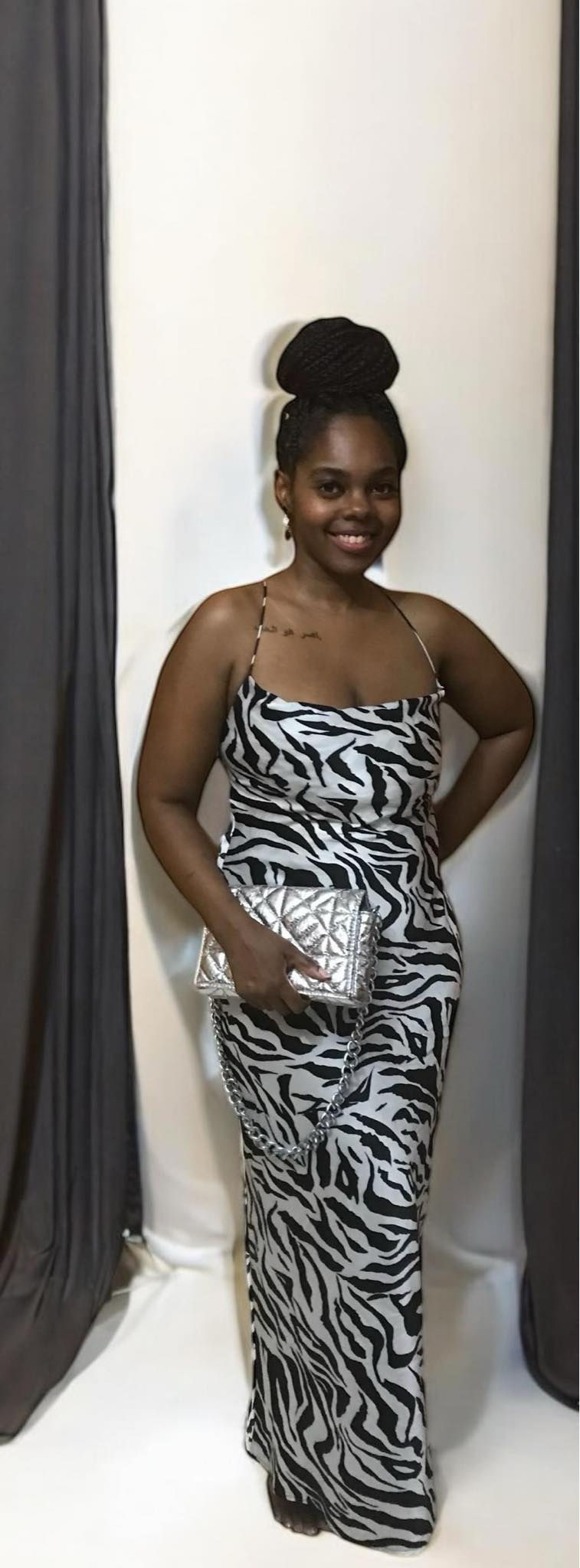 Black & White Animal Print Maxi Dress ( Sz M)