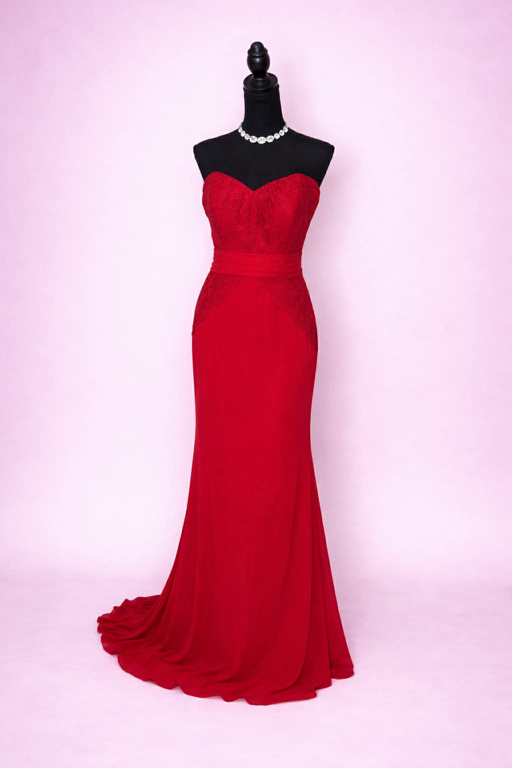 🔥🔥Red Strapless Formal Gown with Lace Bodice (Large size 14)