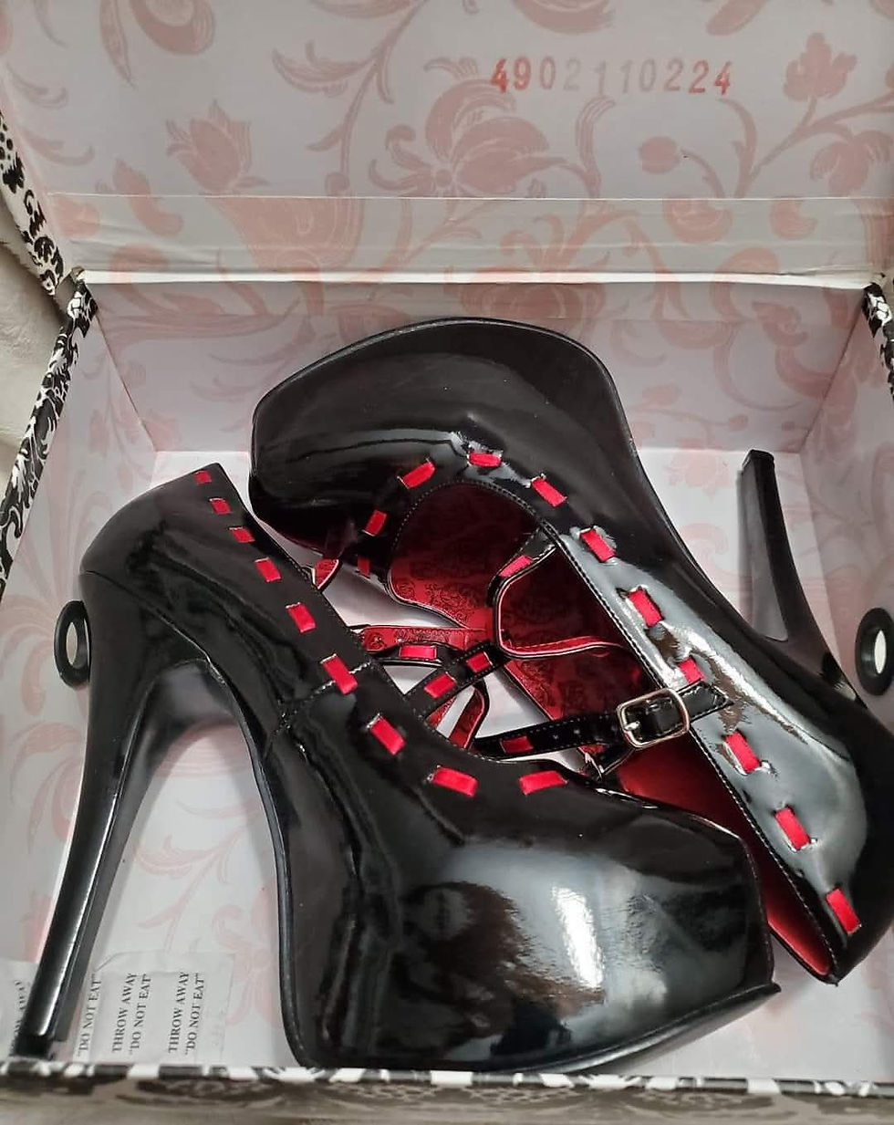 Thumbnail: NEW Black & Red Platform Heels (Size 11)