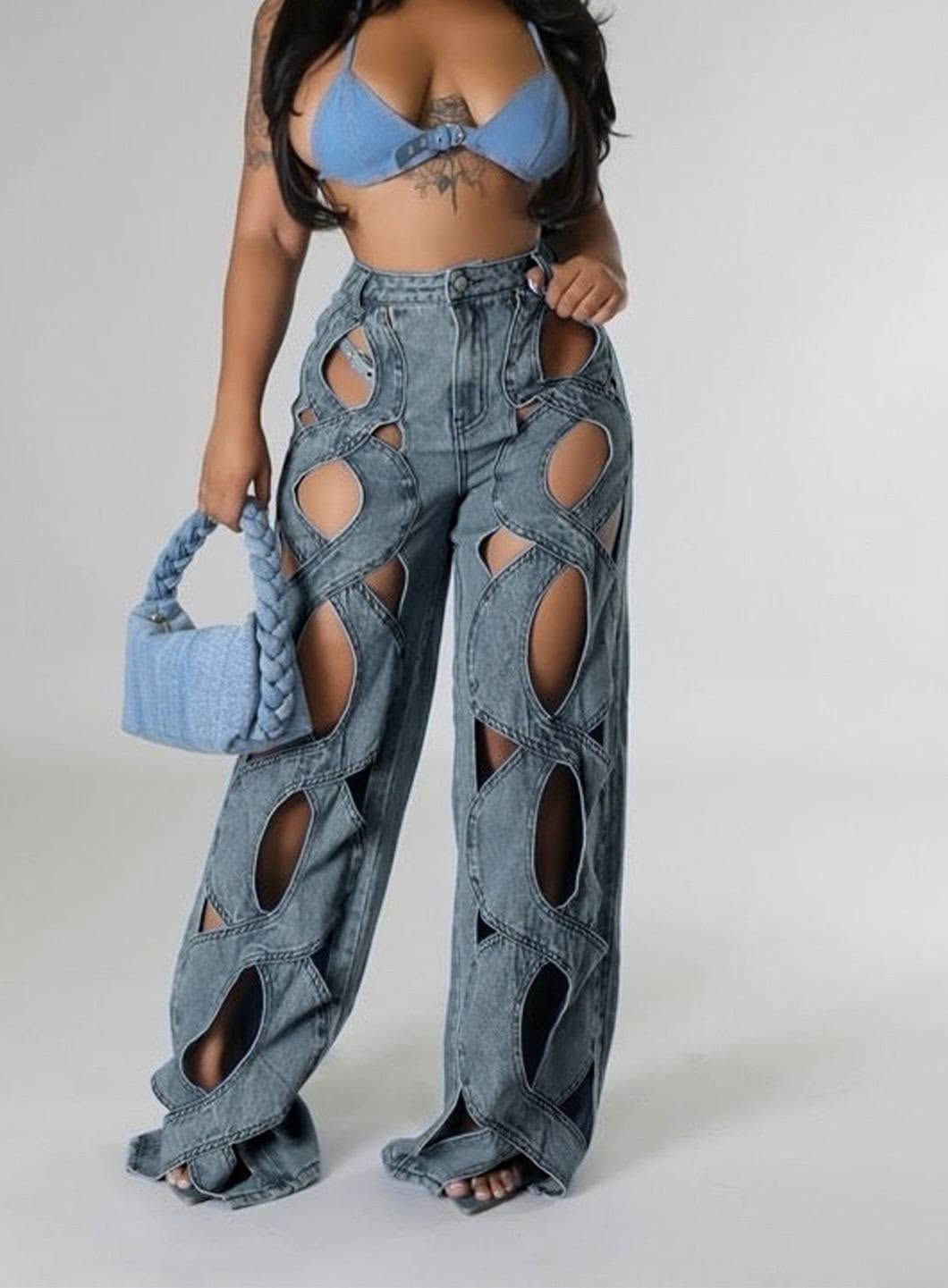 NEW TRENDY and Modern Cut -Out Jeans (Medium/ Large/ X-Large)