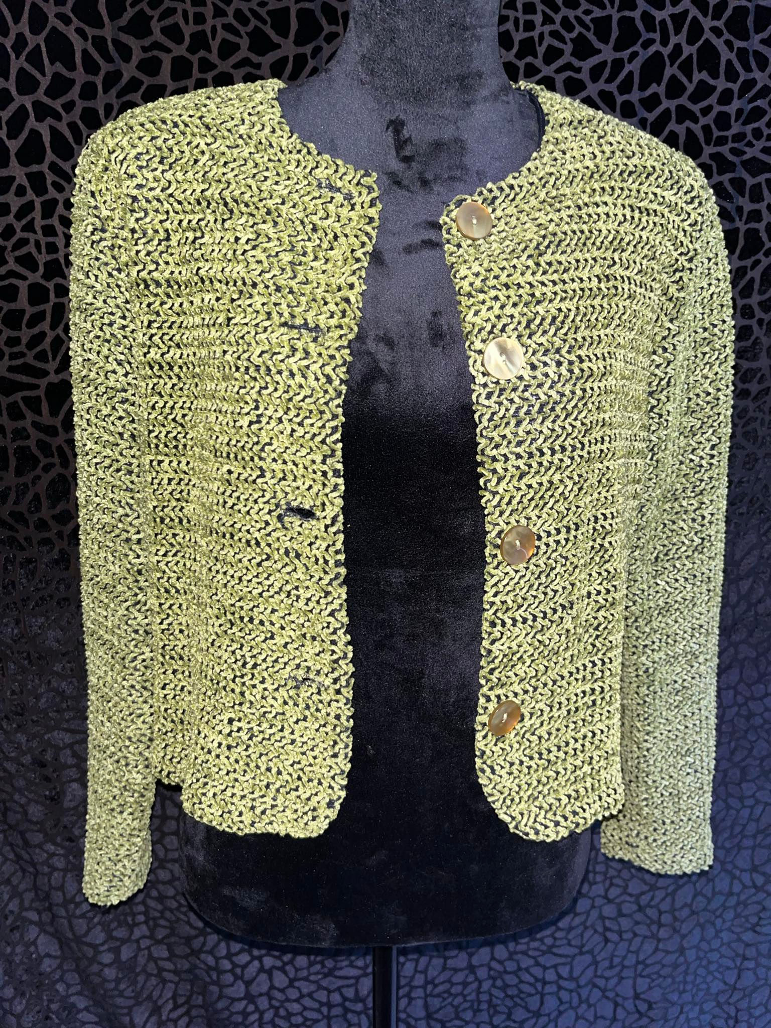 Vintage Green Textured Cardigan (Size 10/12)