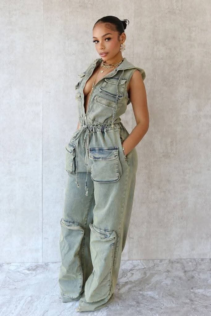 Thumbnail: Women's Jean Jumpsuit (Sizes Small,Medium,Large, XLarge)
