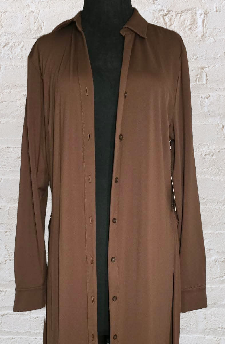 Thumbnail: NEW W/TAGS WORTHINGTON Brown button down top/dress/duster