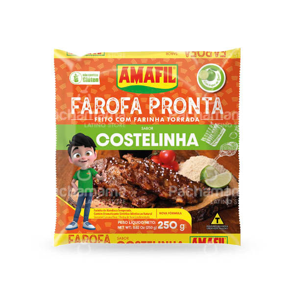 Amafil ready farofa costelinha 250g Brazilian toasted cassava flour with pork rib flavor