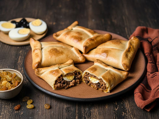 Golden-brown empanadas fresh out of the oven, ready to serve.