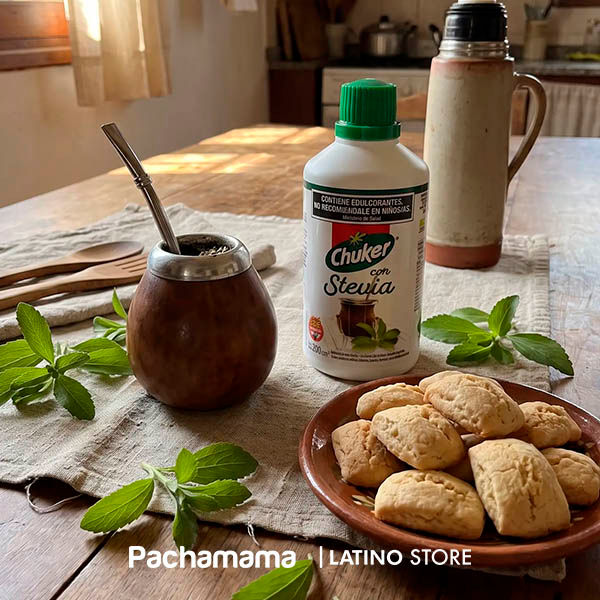 Chuker Liquid Stevia Sweetener being added to a cup of tea or coffee.