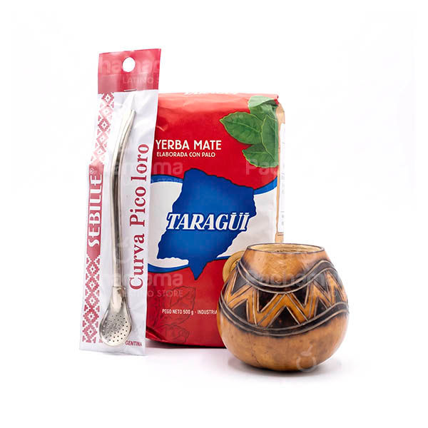 Traditional Yerba Mate Combo Taragui, pumpkin gourd and straw