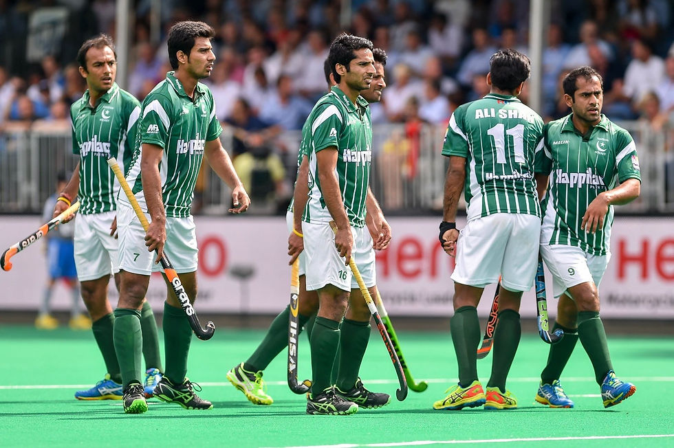 Pakistani hockey team in action during an international match