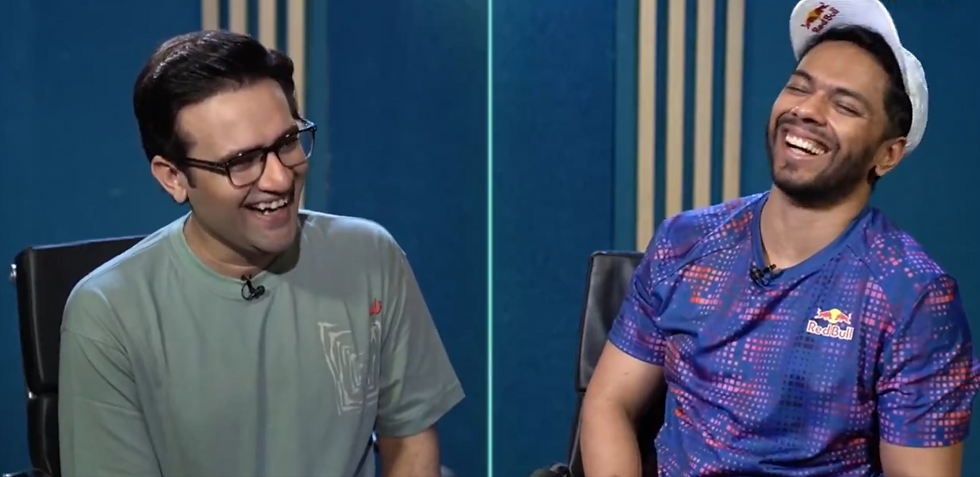 Arslan Ash laughing during the interview while joking about being the Babar Azam of Tekken