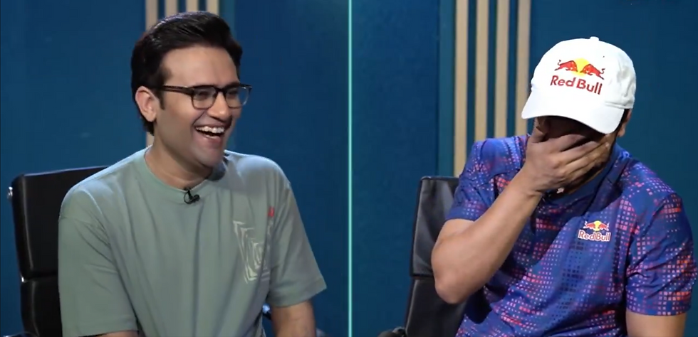 Arslan Ash laughing during the interview while joking about being the Babar Azam of Tekken