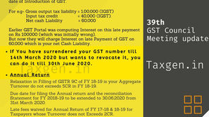 39th GST Council Meeting Update