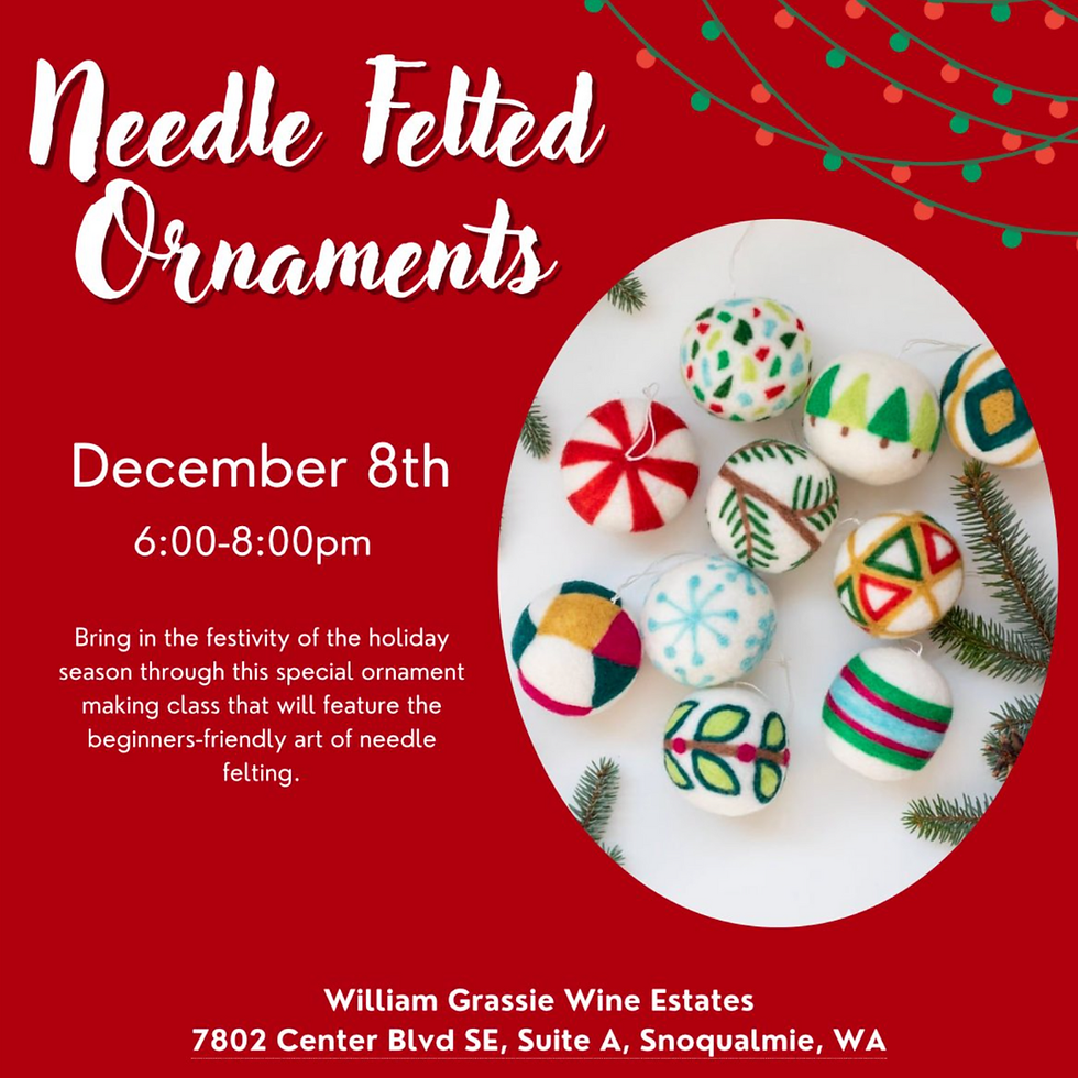 Sip & Craft - Needle Felted Ornaments