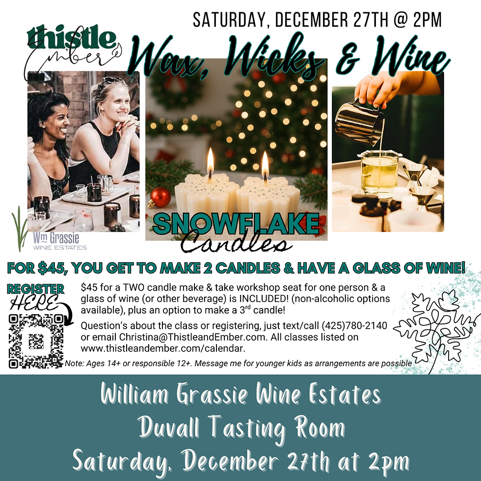 Snowflake Candle Making - Wax Wicks & Wine Workshop