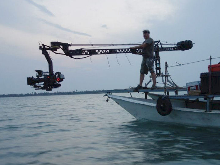 Claude Fortin, our Key Grip, operating the jib. Photo courtesy Geoffrey Uloth.