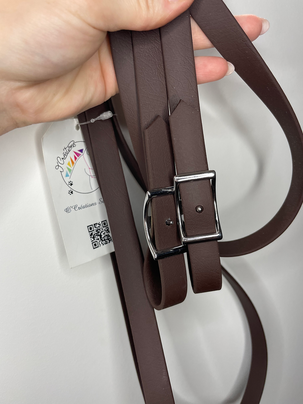 RÊNES EN BIOTHANE SANS MOUSQUETONS 2.50m - MARRON FONCE